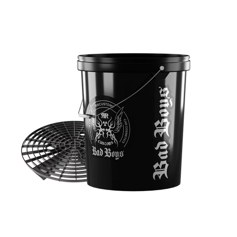 RR Customs Bad Boys black detailing bucket with grit guard for the two-bucket wash method