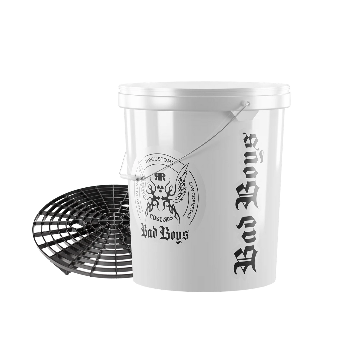White Detailing Bucket With Grit Guard Bad Boys