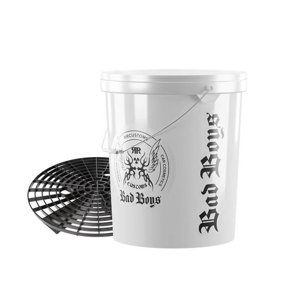 White Detailing Bucket With Grit Guard Bad Boys